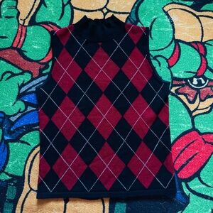 Vintage 90s y2k Liz Claiborne argyle plaid sleeveless vest turtleneck sweater